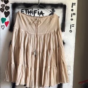 NWOT Express Cream Tie Front Midi Skirt